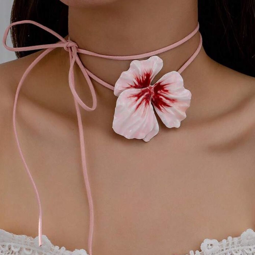 Zara Pink Floral Choker Necklace